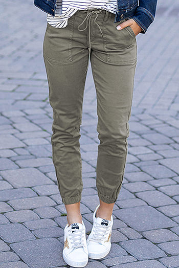 Green Slim Fit Pocketed Twill Jogger Pants