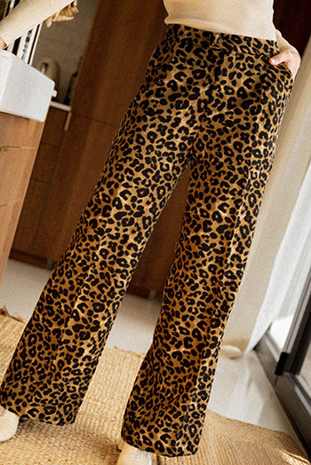 Leopard Animal Print Wide Leg Pants