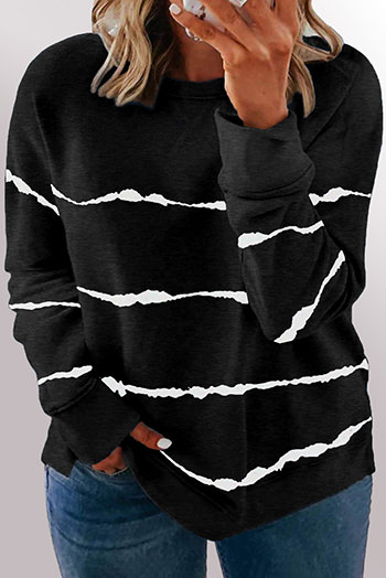 Black Tie Dye Stripes Plus Size Sweatshirt