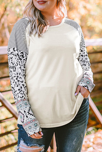 Apricot Plus Size Contrast Long Sleeve Top