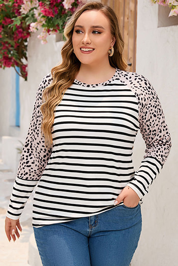 White Stripe Cheetah Raglan Top