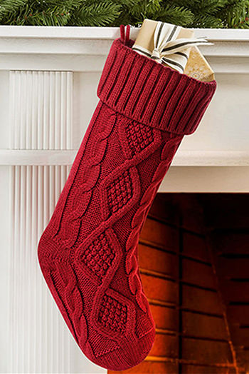 Red Dahlia Textured Knit Christmas Stocking Ornament