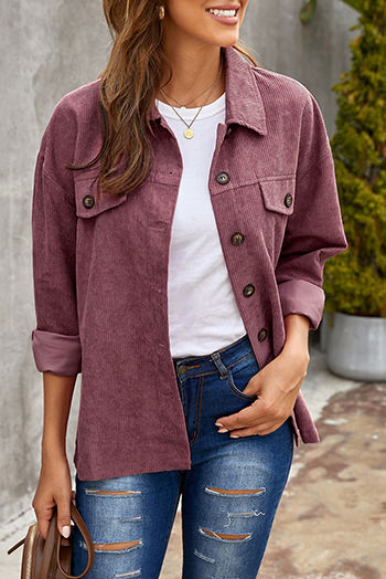 Corduroy Long Sleeve Button-Up Shirt Coat