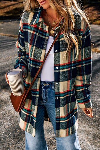 Apricot Mid Length Classic Plaid Shacket