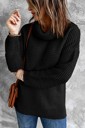 Black Cozy Long Sleeves Turtleneck Sweater