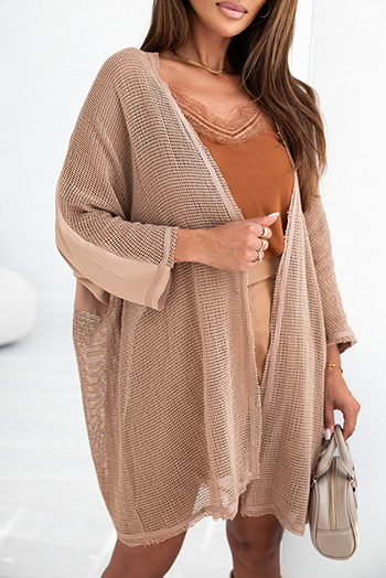 Khaki Pointelle Patchwork Rae Edge Ccardigan