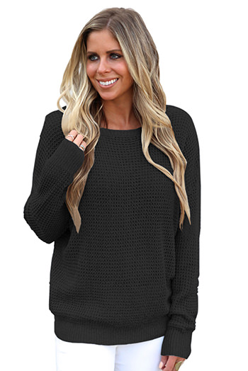 Black Cross Back Hollow out Sweater