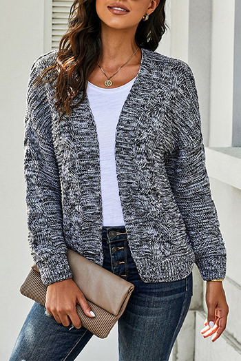 Dark Gray Chunky Wide Long Sleeve Knit Cardigan