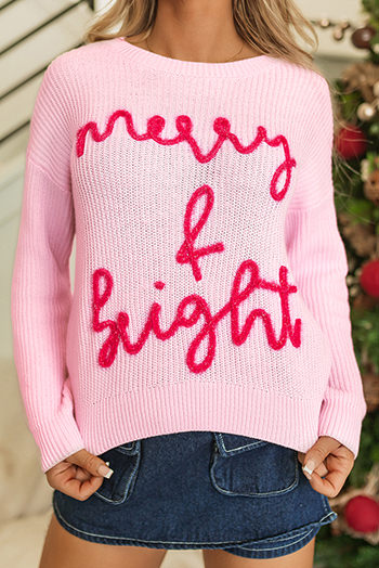 Pink Merry and Bright Pop Up Letter Waffle Knit Sweater