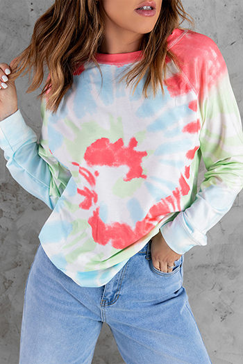 Sky Blue Ombre Tie Dye Loose Leisure Sweatshirt