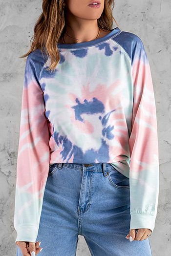 Multicolor Ombre Tie Dye Loose Leisure Sweatshirt