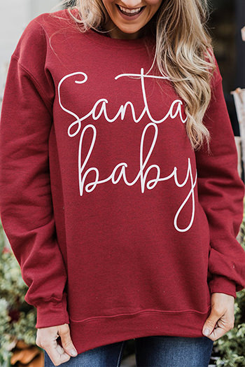 Christmas Santa Baby Print Pullover Sweatshirt