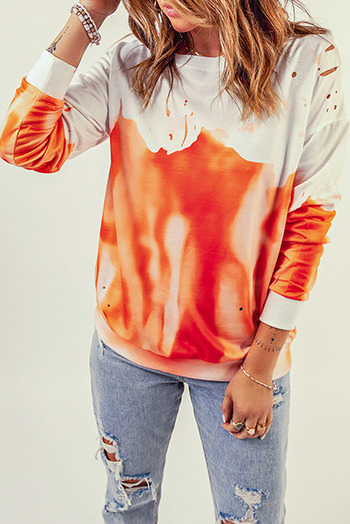 Orange Tie Dye Print Oversized Sweatshirt