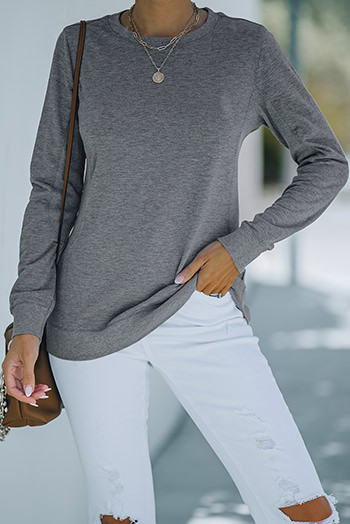 Gray Wash Fleece Pullover Sweatshirt