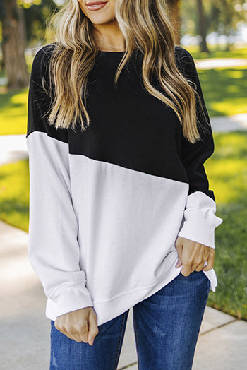 Black Patchwork Dropped Shoulder Sweatshirt