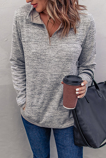 Gray Quarter Zip Pullover Sweatshirt