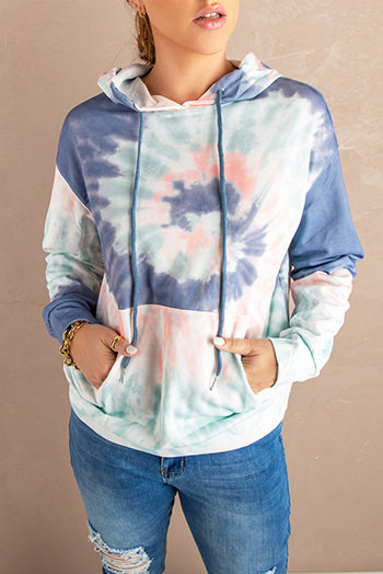 Multicolor Tie Dye Print Pullover Hoodie