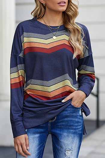 Blue Color Block Classic Sweatshirt