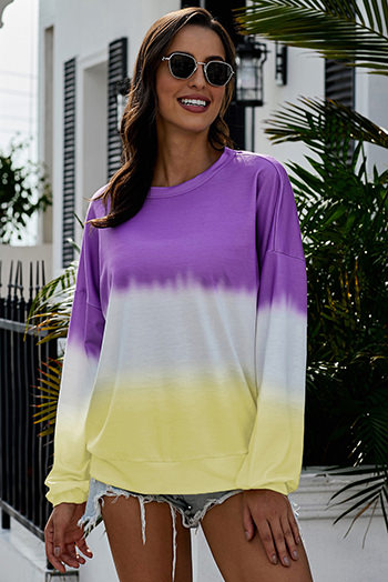 Modena Color Block Tie Dye Pullover Sweatshirt