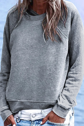 Gray Crew Neck Long Sleeve Sweatshirt