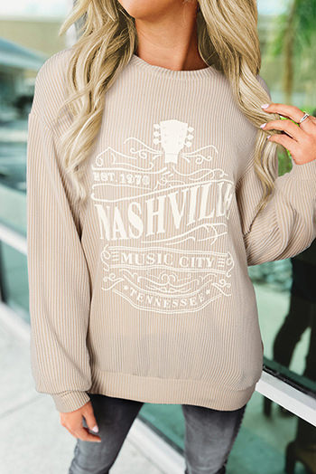 Apricot NASHVILLE MUSIC CITY Corded Graphic Sweatshirt