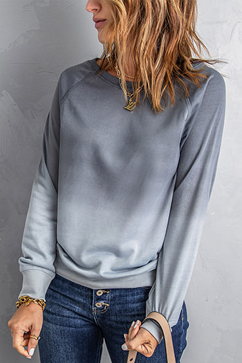 Gray Ombre Crewneck Long Sleeve Sweatshirt