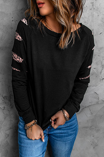 Leopard Insert Black Sweatshirt