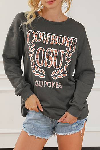 Gray COWBOY OSU Go Pokes Oversized Sweatshirt