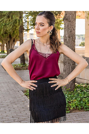 Red Delicate Balance Lace Cami Tank