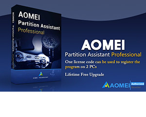 AOMEI Partition Assistant Professional, Lifetime Free Upgrade, 2 PC