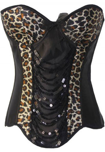 Leopard & Sequin Underwire Burlesque Corset