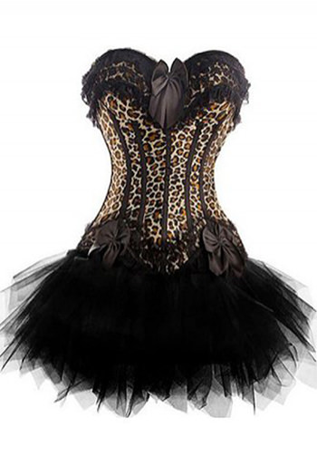 Leopard Lover Burlesque Corset Bustier With Tutu Skirt