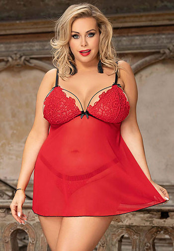 Plus Size Dim The Lights Babydoll Set