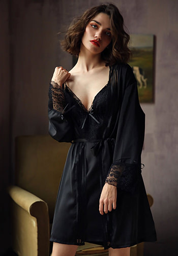 Dreamy Lace Babydoll And Robe Set