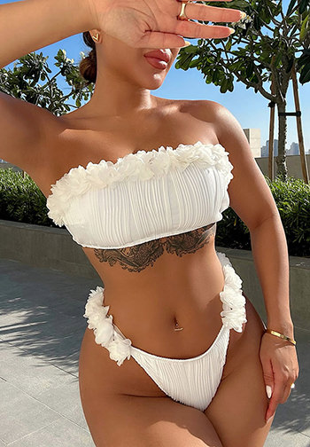 Women 2 Piece Bikini Set Bandeau Ruffle