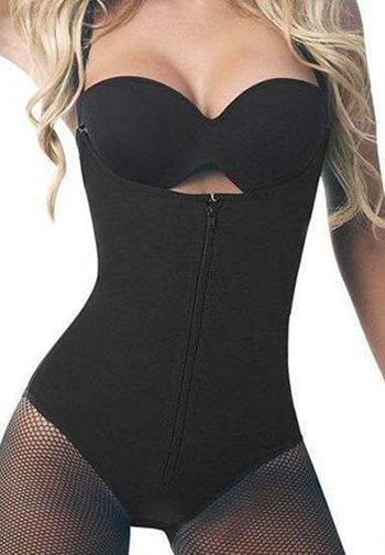 Latex Zipper Strap Waist Training Corset