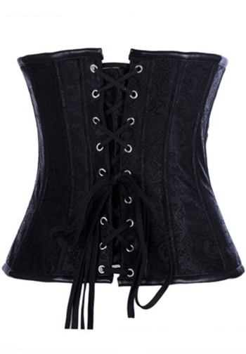 Faux Leather Chain Zipper Underbust Corset