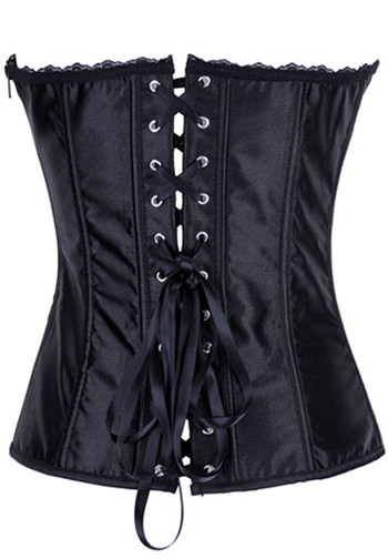 Deep V Black Satin Strapless Corset