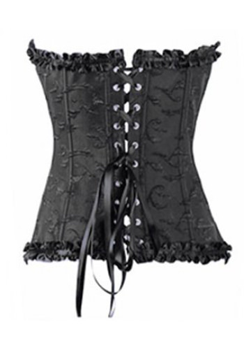 Black Embroidered Strapless Corset