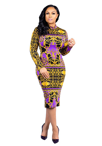 Women's Long Sleeve Vintage Bodycon Dresses