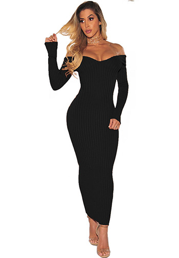 Sexy Off The Shoulder Long Sleeves Bodycon Dress