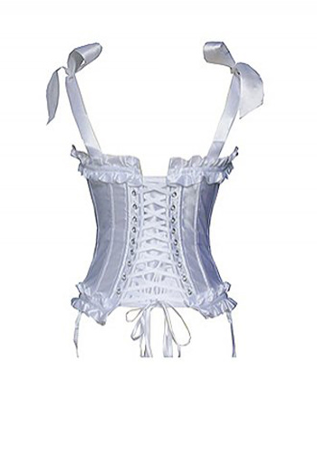 White Tie Strap Burlesque Corset Bustier