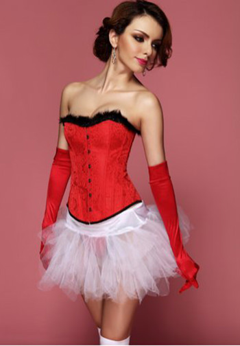 Pretty Red Hot Corset with Plush Trims Top