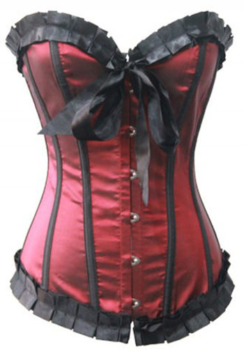 Red Classic Lace Trimmed Boning Corset Bustier