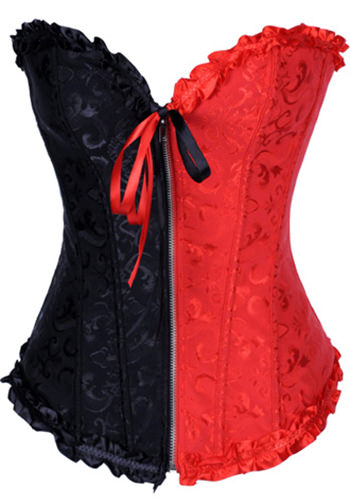 Red and Black Jacquard Tapestry Corset