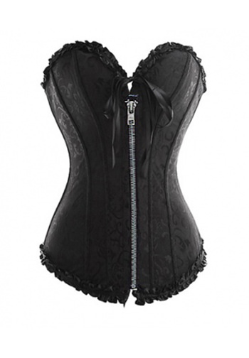 Black Victorian Jacquard Tapestry Zipper Corset Busiter