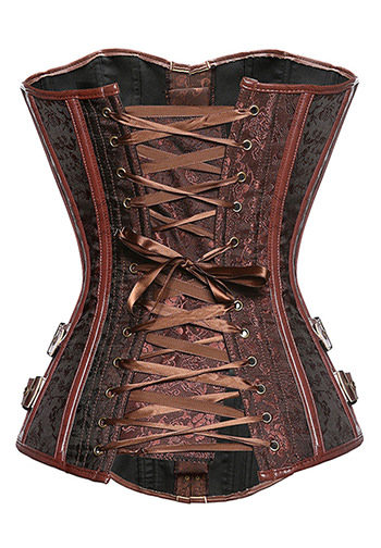 Retro Goth Brocade Streampunk Noble Buckled Corsets Bustiers Top