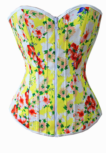 Long Line Rainbow Floral Print Reversible Corset