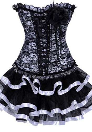 Black & White Grometted Lace Corset