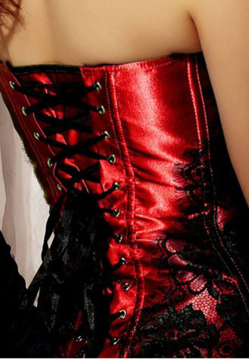 Red Classical Lace Overlay Corset